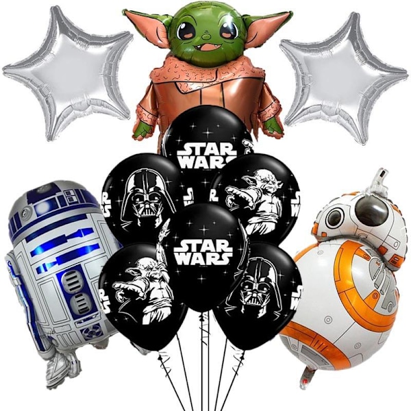 11 stk. Star Wars Yoda R2D2 Folieballonger Partydekorasjoner