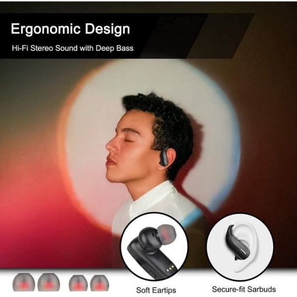 Bluetooth Sport hörlurar | Sendowtek trådlöst Bluetooth headset med case och stereomikrofon med USB-C-laddning