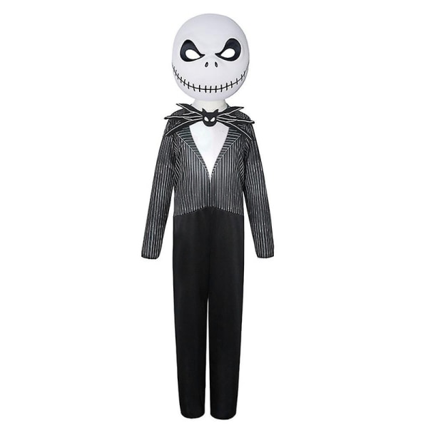 3-14 år børn Halloween mareridt Jack Skellington Cosplay Jumpsuit med maske 3-4 Years