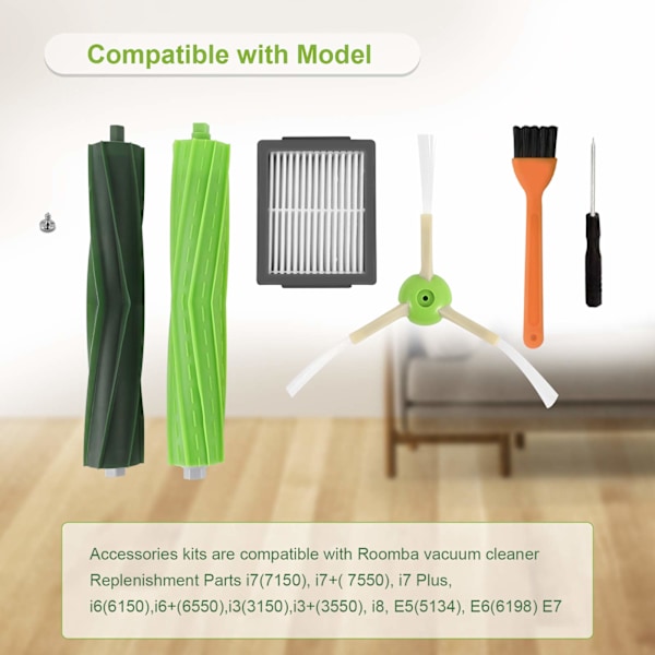 Ersättningsdelar Kit för IRobot Roomba J7 J7+/Plus E5 E6 E7 I7 I7+ I3 I3+ I4 I4+ I6 I6+ I8 Dammsugare