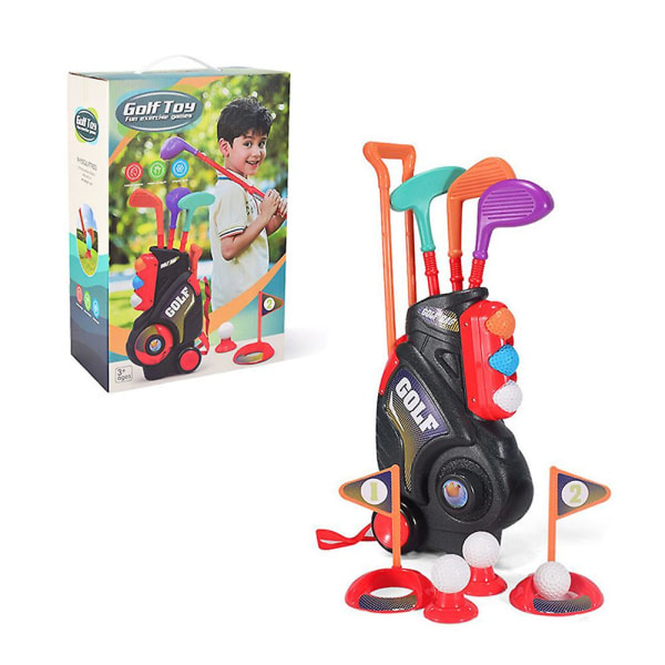 1 sæt Kid Golfs Legetøjssæt Udendørs Havespil Legetøj Golfklubber Kuffert Legetøj Sportslegetøj til småbørn Drenge Piger -ES Golf