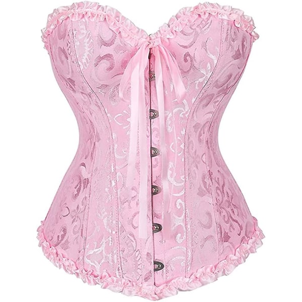 Szivyshi Dame Overbust Sweetheart Lace Up Plastic Bones Corsett Bustier Top -ge Pink L