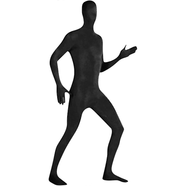 Herr Dam Zentai Dräkt Åtsittande Jumpsuit Enfärgad Dansdräkt Scenföreställningsdräkt Black XL