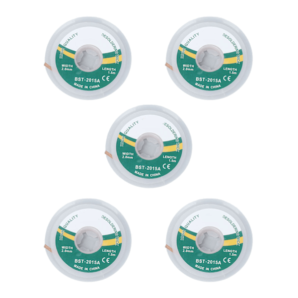 5 st/set Lödtråd Fläta Legering Koppar Icke Ren Lödtråd Remover för Absorberande 1,5~3,5 mm