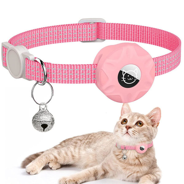 2 stk Airtag-kattehalsbånd med klokker, Airtag-kæledyrshalsbånd Find hurtigt sporings-gps-halsbånd white-pink