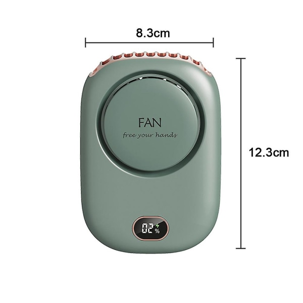 Ctmw kannettava kaulatuuletin, mini riippuva kaulatuuletin säädettävällä kaulanauhalla ja kiinnikkeellä, ladattava USB Green