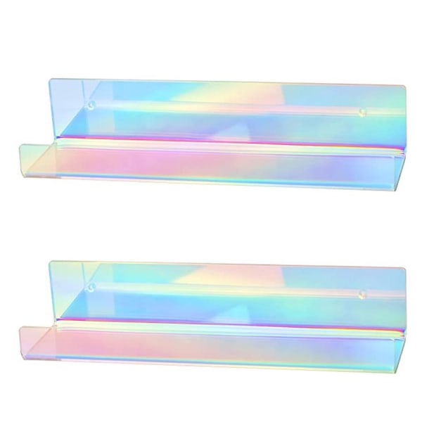 2 stk Rainbow Akryl flydende bogreol til display Legetøj Organizer Record Rack