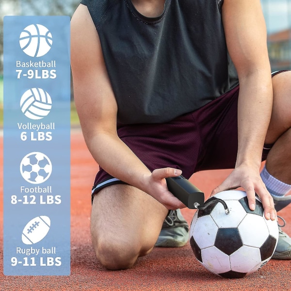 Elektrisk ballpumpe, basketball smart luftpumpe med nøyaktig trykkmåler og digital LCD-skjerm for fotball basketball volleyball rugby (2 nåler