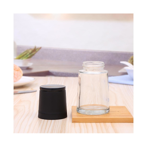 Ufyllt krydderkvern, glassbeholder, keramisk kvern, kvern for salt, pepper, krydder, chili - Ren svart