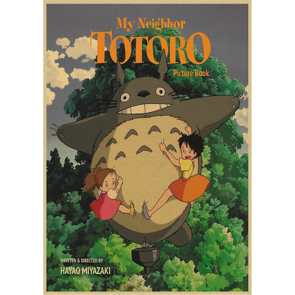 Vintage Retro Paper Anime Poster Tonari No Totoro Miyazaki Väggdekor Vintage Heminredning Barnrumsdekoration 16 42X30CM