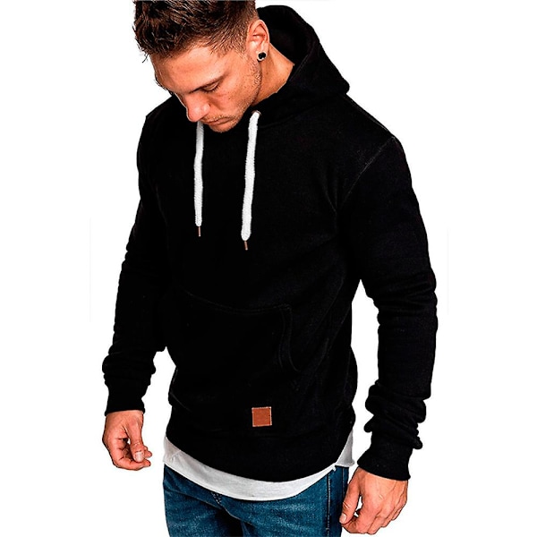 Herrtröjor Långärmad Casual Hoodie Huvtröja Sporttröja Black M