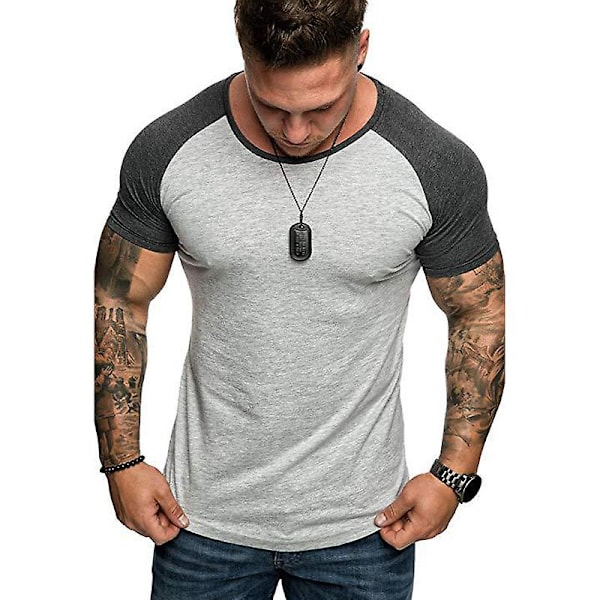 Herre Gym T-shirt Sports Kortærmede Toppe Light Grey 2XL
