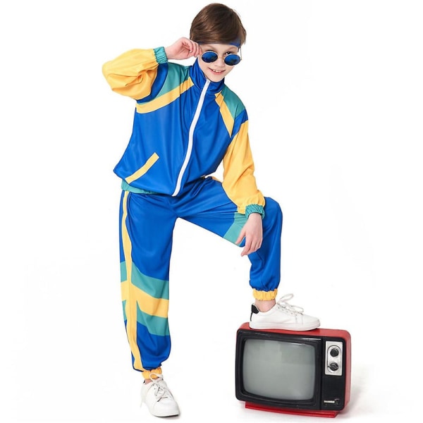 2-14-vuotiaat Lapset Teinit Pojat Tytöt Barbie 80-luvun verryttelypuku Hip Hop -asu Top Housusarjat Set Lahjat-sininen 4-6Y