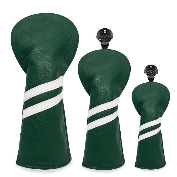 Golf Headcover Pu Läder Vattentätt trä Driver Head Cover Sleeve 3st/ set Green