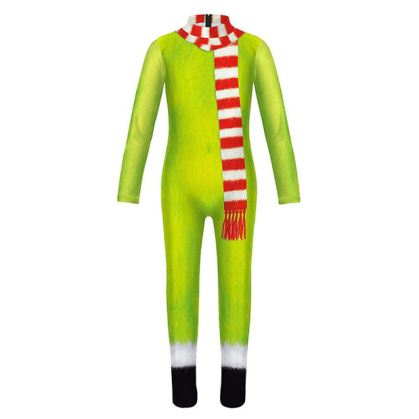 4-9 År Børn Piger Drenge Julefest Grinch Cosplay Kostume Jumpsuit Fancy Dress Up Bodysuit Gaver-A 4-5 Years