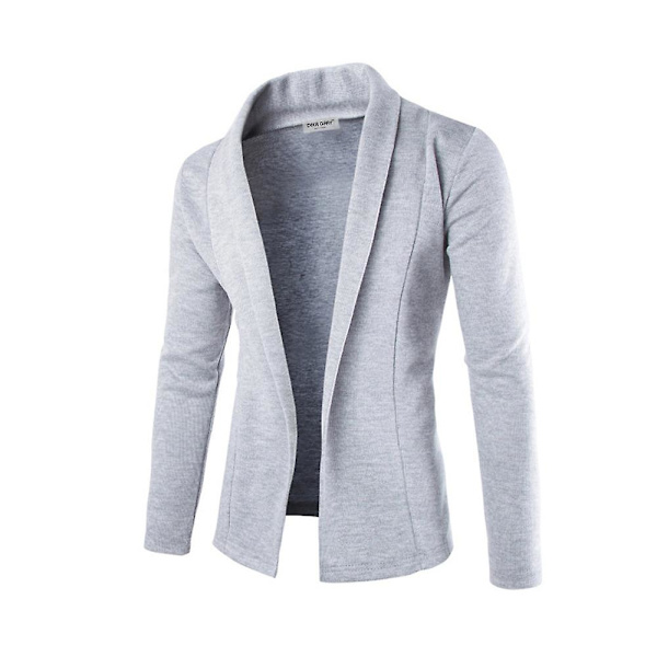 Miesten Lapellinen Pitkähihainen Avoin Etuosa Kardigan Liike-elämän Rentoutunut Ulkovaatteet Light Grey M