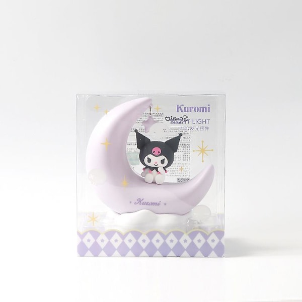 Kawaii Sanrio Bordlampe Kuromi Cinnamoroll Anime Serie LED Lysende Borddekoration Kreativ Sød Halvmåne Lampe Fødselsdagsgave 14X12X7CM Kuromi-1