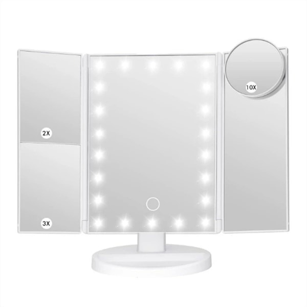 Foldbart tresidet 22 lys spejl LED makeup spejl