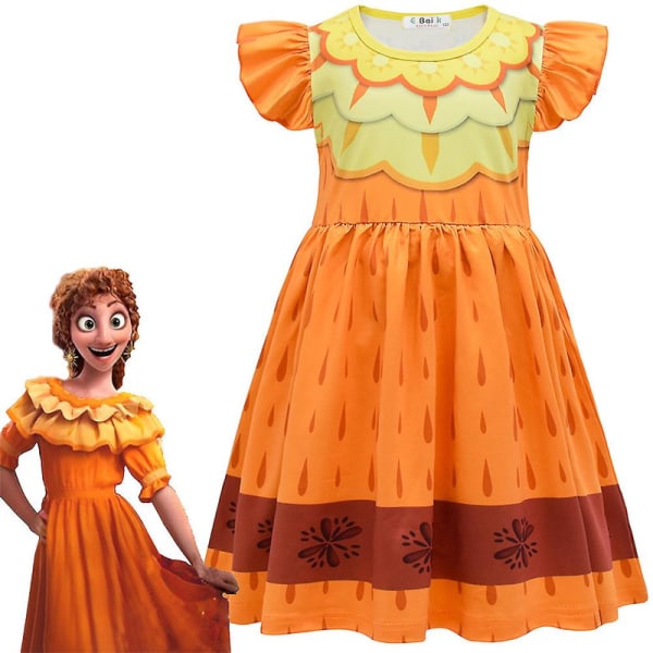 Flickor Mirabel Disney Encanto Madrigal Princess Dress Carnival Kids Cosplay Costume-C 6-7 Years