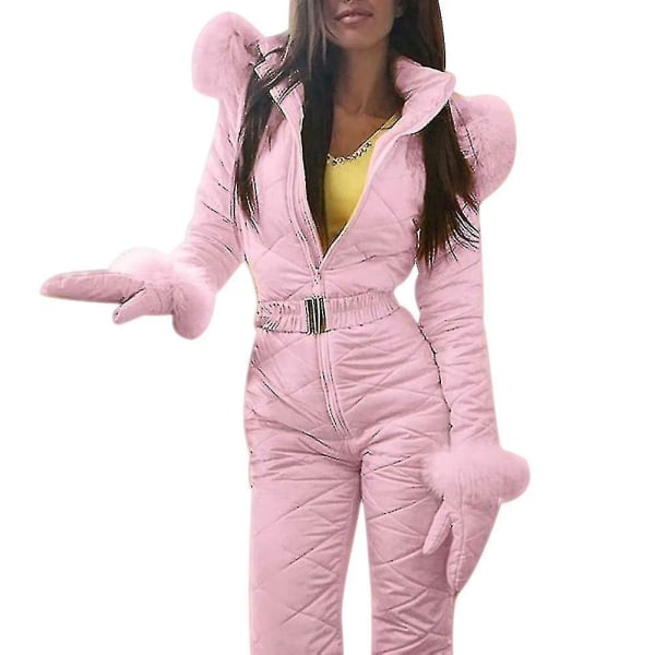 Dame Vinter Varm snødrakt Utendørs Sportsbukser Skidress Vanntett Jumpsuit Xinda Pink M