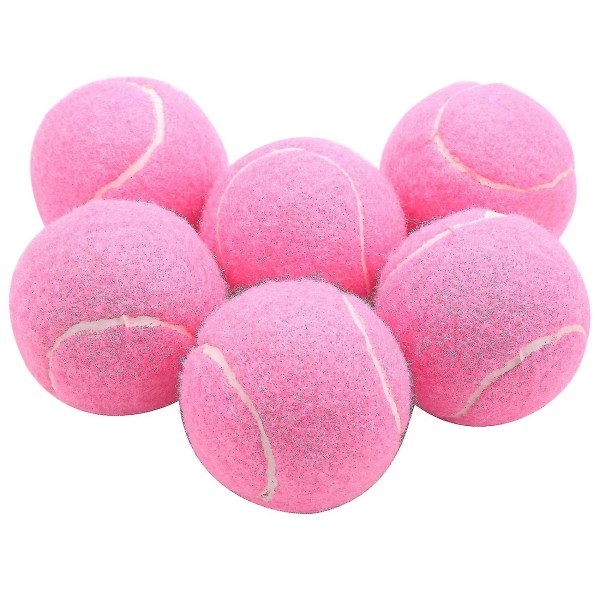 6stk Pakke Rosa tennisballer Slitebestandige elastiske baller 66mm Dame Nybegynnere treningsball -HG