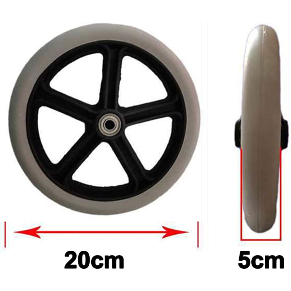 Universal 200 mm 8 tommer liten ikke-merking grå gummi rullestolhjul erstatning
