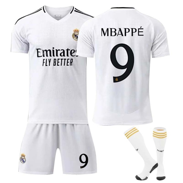 2425 Real Madrid fotballdrakt Mbappe draktsett med sokker 26(140-150cm)