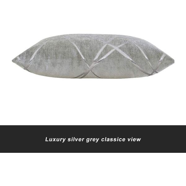 Dekorativ sofa pudebetræk, sofa tyk pude pudebetræk, firkantet grå luksus pude 2 sæt -30x50 cm Gris Argenté