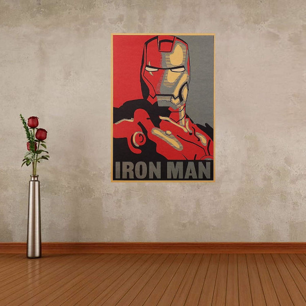 Vintage Marvel Superhelt Iron Man-plakat Retro 20 X14 tommer uinnrammet Marvel-plakater Gammel stil Avengers Veggkunst Kraftpapir Iron Man Hjem Des (hs)