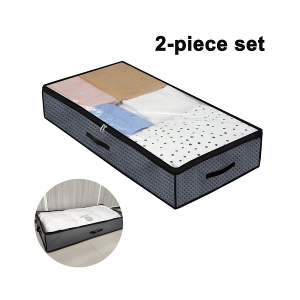 Flexibel förvaringsväska med dragkedja under säng med avtagbara avdelare (paket med 2), tjocka tygpåsar för kläder, filtar, täcke
