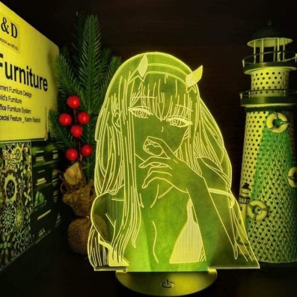 Tatapai Zero Two 002 Darling in The FRANXX 3D Lampa Anime Illusion Nattlampa Lampara Belysning för Present AM3521 -h