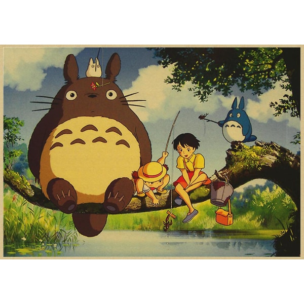 Vintage Retro Paper Anime Poster Tonari No Totoro Miyazaki Väggdekor Vintage Heminredning Barnrumsdekoration 1 42X30CM