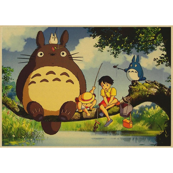 Vintage Retro Paper Anime Poster Tonari No Totoro Miyazaki Väggdekor Vintage Heminredning Barnrumsdekoration 10 30X21CM