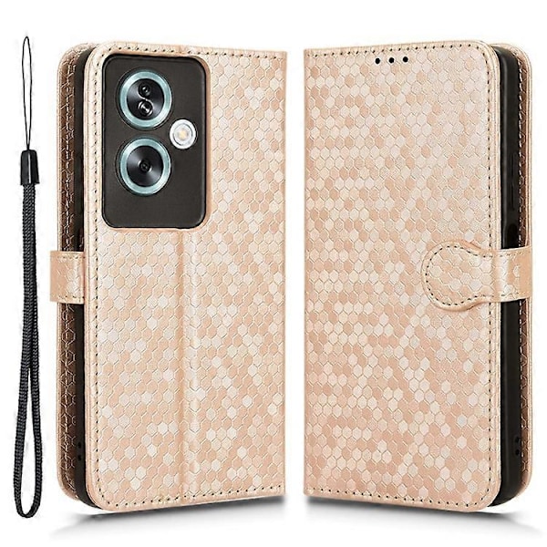 Yhteensopiva Oppo A79 5G / A2 5G magneettinen puhelinkotelo nahkaa, kohokuvioitu pistekuvio PinkGold