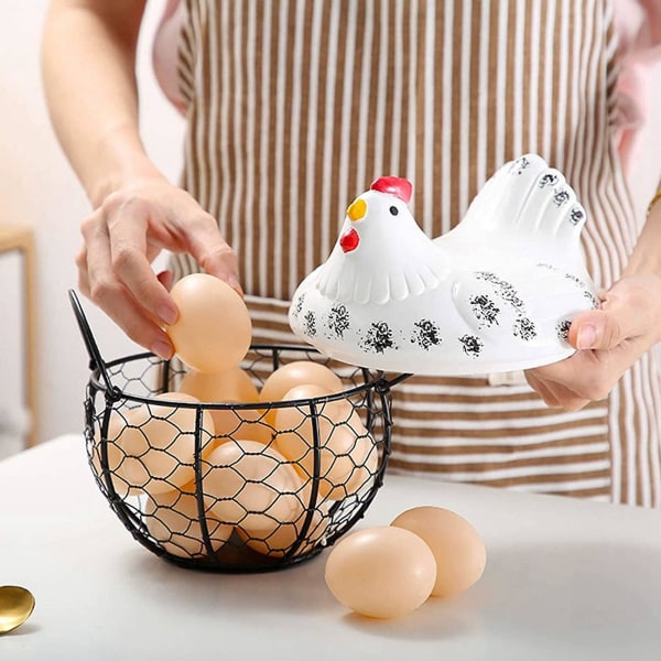 Æggekurv,ægholderkurv, arrangøropbevaring Smedetråd Restaurantopbevaringskurv,køkkenhøne