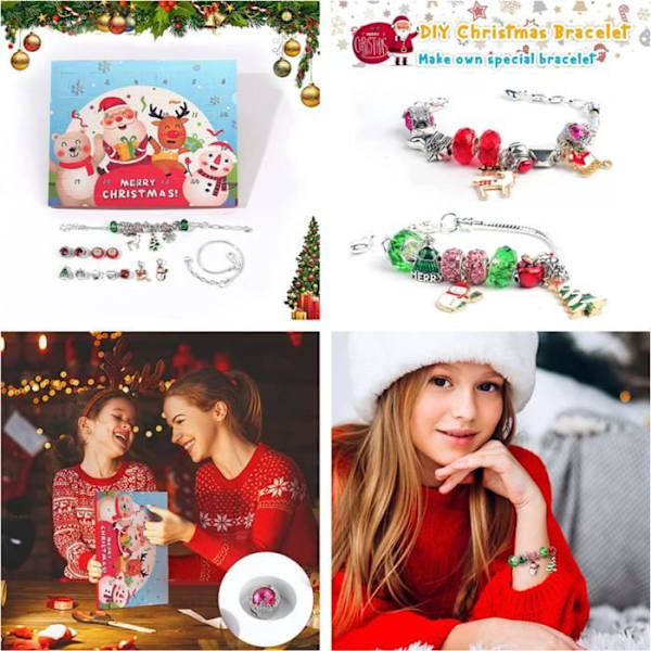 Adventskalender 2023 2022, armband för kvinnor, flickors adventskalender, 2 armband, smycken, present till flickor, mans framsida kalender