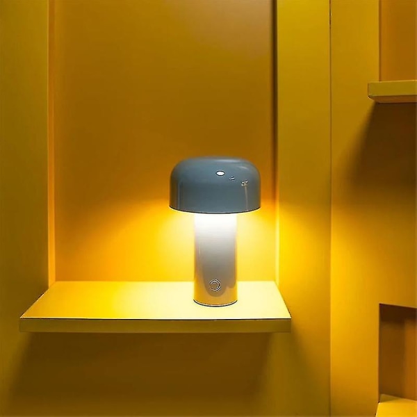 Led Creative Mushroom Uppladdningsbar bordslampa 3w 3 ljusnivåer metall nattljus Blue