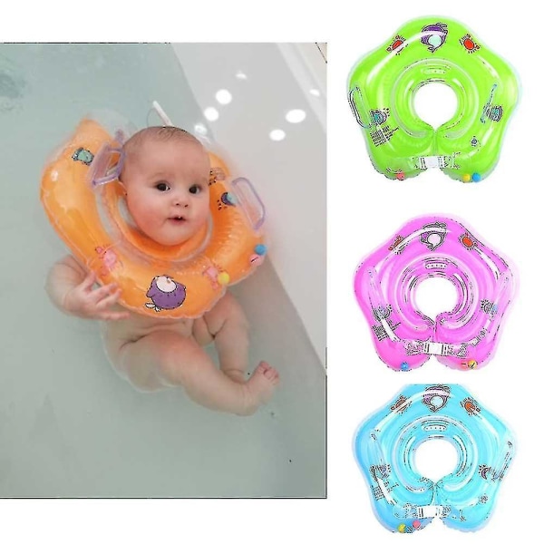 Baby Inflatable Swimming Ring Neck Swim Ring For Newborn Baby Green