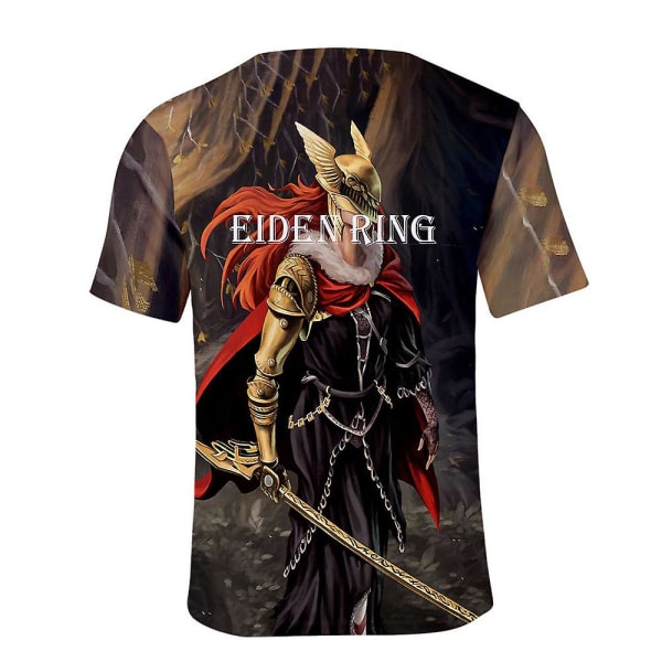 Elden Ring Trykt Sommer Casual T-shirt Top til Kvinder og Mænd B S