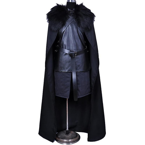 Halloween Game of Thrones Jon Cosplay Falsk Pels Krave Kappe Mænd Tøj Outfit Black M