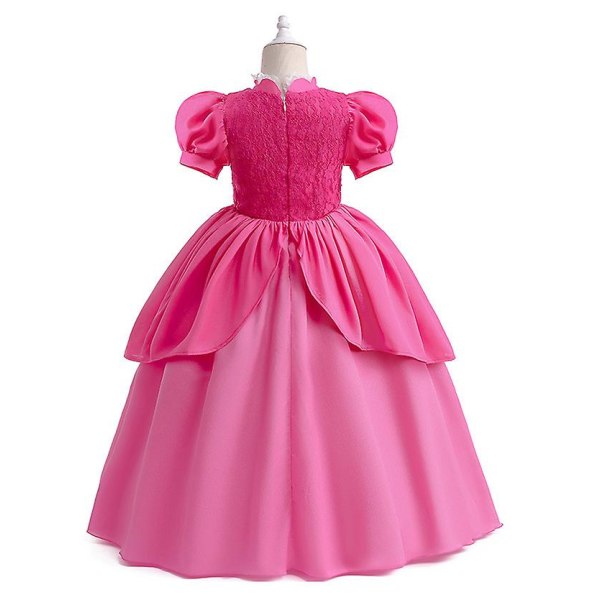 4 stk Jenter Prinsesse Peach Kjole Super Brødre Cosplay Kostyme Fint Klesantrekk Rollespill Rose 100