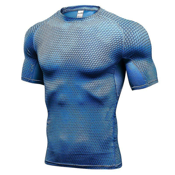 Miesten Base Layer T-paita Under Skin Tee Gym Sport Topit Blue 2XL