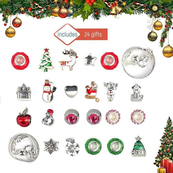 Adventskalender 2023 2022, armband för kvinnor, flickors adventskalender, 2 armband, smycken, present till flickor, mans framsida kalender