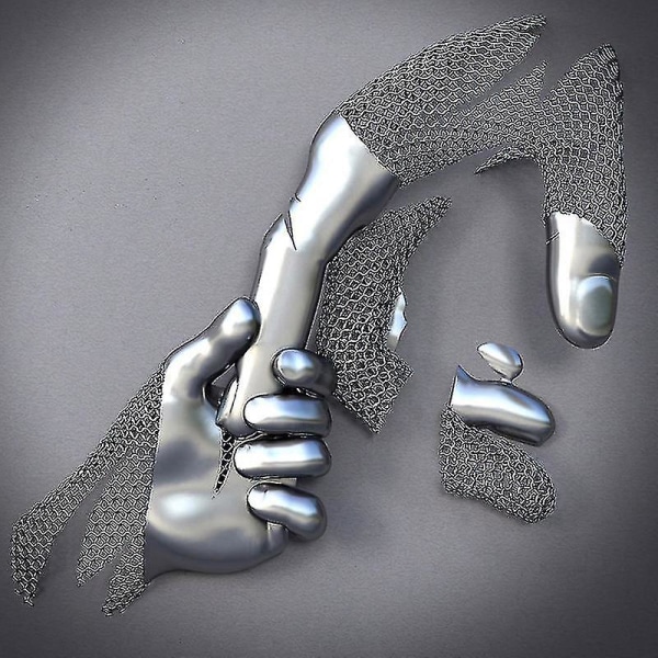 2023 New Love Heart Grå-3d konstvägg Metallfigur Skulptur Par Hängande målning för hemmet Silver FD32 50X50cm