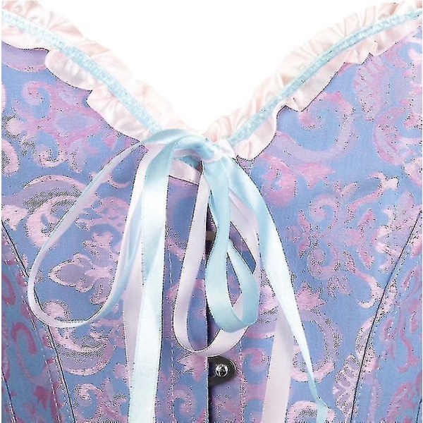 Tube Top Jacquard Gothic Palace Korsett Vest Shapewear Korsett -ge Blue 5XL