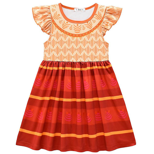 Flickor Mirabel Disney Encanto Madrigal Prinsessklänning Karneval Barn Cosplay Kostym-A 4-5 Years