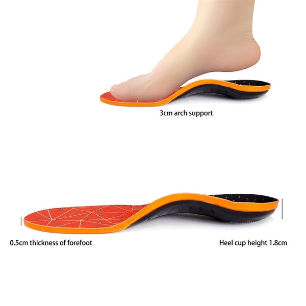 Orthoflexx indersål Høj buefodstøtte Flade fødder Plantar Fasciitis indersål orange xl 47 to 48