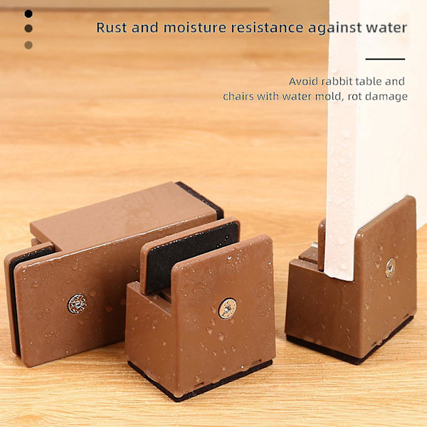 4 kpl Sängikaluste Nostin 5/10 cm Raskaaseen Käyttöön Säädettävät Pöydän Nostin Jalat Laajennus Brown 10cm