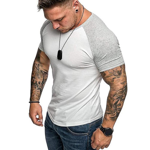 Gym T-shirt för män Sport Kortärmade Toppar White L