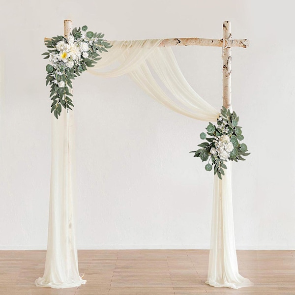 Kunstige Bryllupsbue Blomster Swag Kit - 2 stk. Blomsterarrangement Til Ceremoni Og Reception Baggrundsdekoration Green